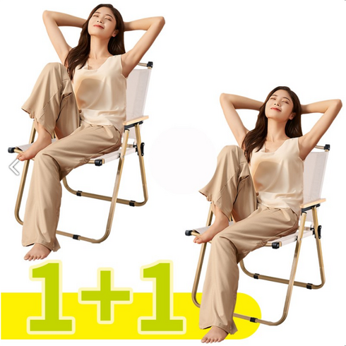 Bonjour 아웃도어 포레스트 컴포트 캠핑 의자 세트 대형, 2개, 카키