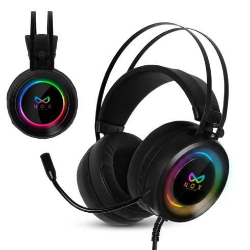 녹스게이밍기어 가상 7.1채널 RGB 게이밍 헤드셋, 블랙, NX-502