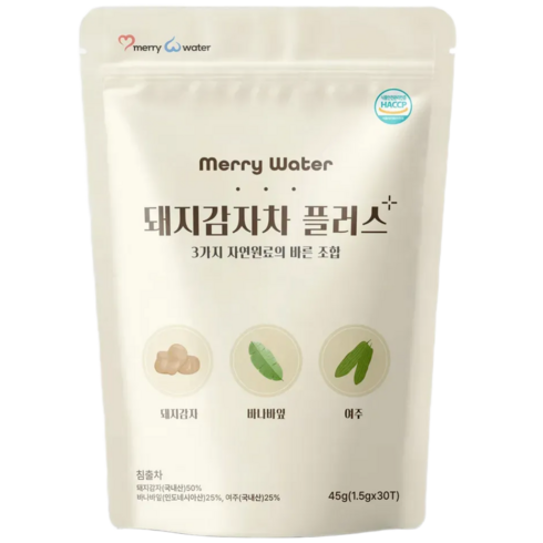 메리워터 돼지감자차 플러스 여주 바나바잎 건강차 식후 혈당 케어 블렌딩티, 1개, 30개입, 1.5g