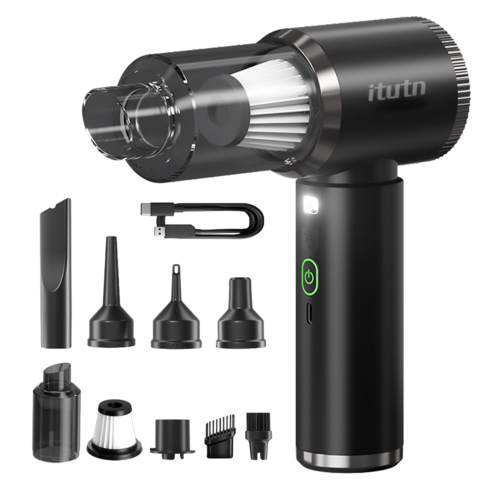 Darlisex 무선 차량용청소기 휴대용 진공 핸디 청소기 에어건 UV 램프, Y8 PRO, 블랙