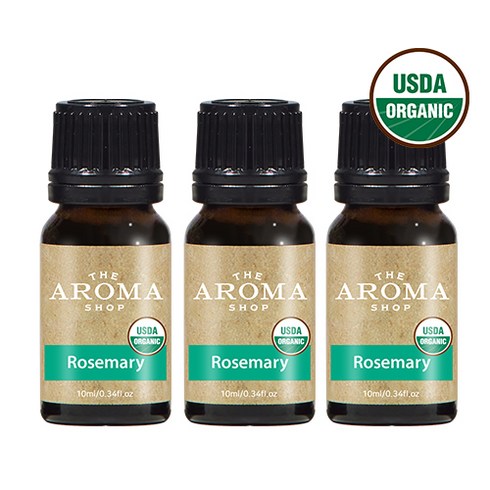 더아로마샵 USDA 유기농 에센셜오일 디퓨저 아로마테라피 숙면 힐링, 3개, 10ml, 로즈마리 유기농 에센셜오일