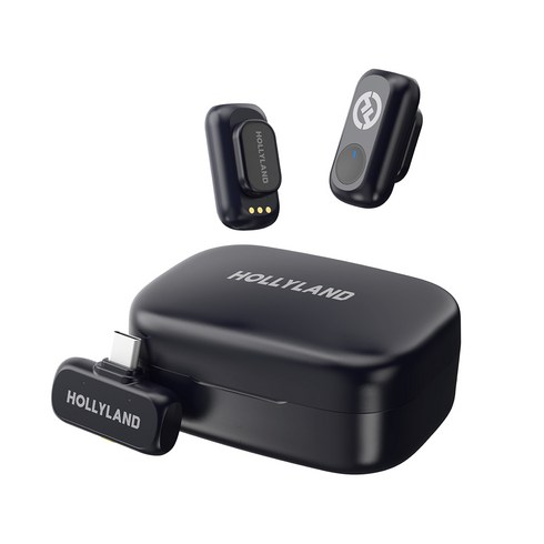 홀리랜드 HOLLYLAND LARK A1 시리즈 듀얼 무선 핀마이크 USB-C 라이트닝 스마트폰용 초소형 노이즈 캔슬링 유튜브 브이로그 라이브방송 마이크, 그레이, LARK A1 Duo