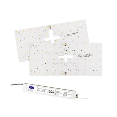한빛 LED 가정용 LED모듈 40x17.5cm 50W 셀프 교체 삼성 거실 방등 자석 설치 (안정기 포함), 1박스, 02.사각방등40x17.5cm(2장)50W, 고급형 / 삼성 S4등급(5630칩), 5700K(밝은 아이보리빛), 기타색