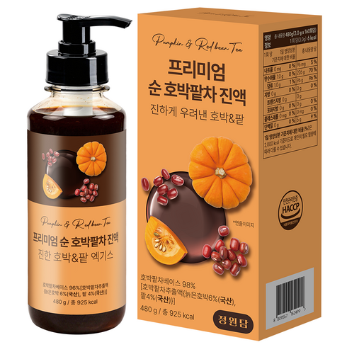 정원담 프리미엄 순 호박팥차 진액 진하게 우려낸 호박&팥 진액 엑기스, 1개, 480g