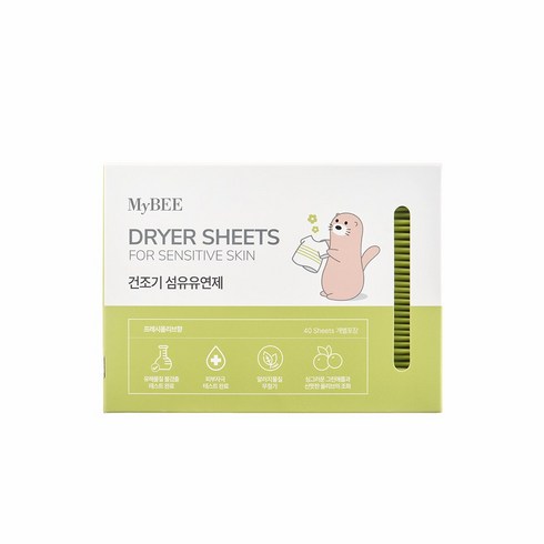 마이비 피부에순한 건조기시트 섬유유연제 프레시올리브향, 1세트, 40매