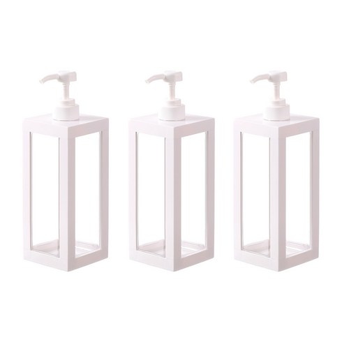 1+1+1 사각 욕실 디스펜서 모던스타일 리필용 1000ml, 화이트, 3개