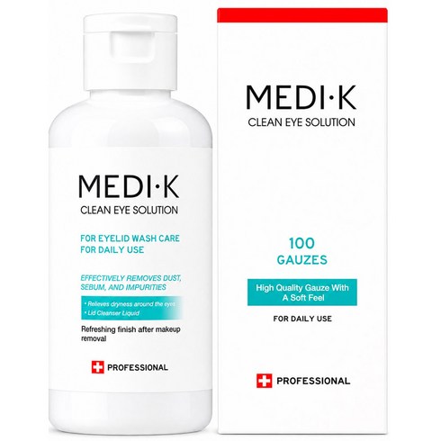 약국입점 메디케이 클린아이솔루션 눈꺼풀세정제 대용량 150ml + 의약외품 거즈 100매, 1세트, 무색