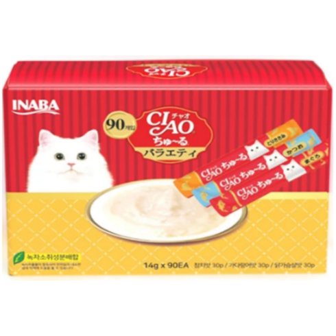 챠오츄르 대용량 90P 코스트코 고양이 츄르 간식 버라이어티 반려묘 차오추르 90P, 90개, 14g