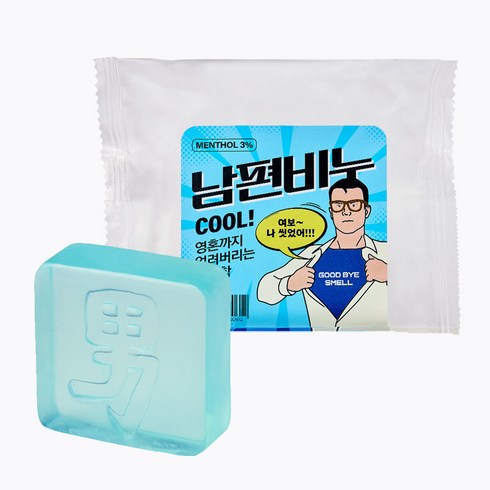 남편비누3퍼센트 남성용 쿨링 비누 체취제거 체온 저감 효과, 1개입, 100g