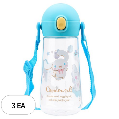 릴팡 더보틀 원터치 어깨끈 트라이탄 물통, 시나모롤, 470ml, 3개