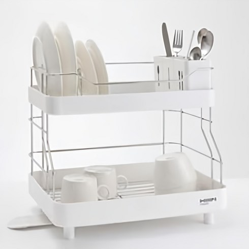 한샘 베이직 플러스 식기건조대, 2단, 화이트, 1개
