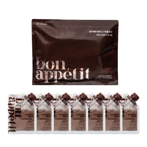 본아페티 단백질쉐이크 파우치 다이어트 식사대용 체중조절식 초코맛 프로틴 50g 7팩, 350g, 1개