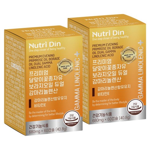 뉴트리딘 프리미엄 달맞이꽃종자유 보라지오일 듀얼 감마리놀렌산, 60정, 2개