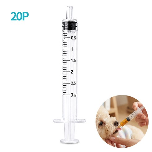 스피세프 고양이 강아지 반려동물 피딩용 주사기, 20개, 반투명, 3ml
