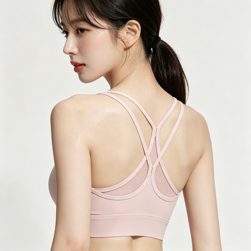 차오크 심리스 노와이어 브라 망사 디자인 일체형 스포츠브라