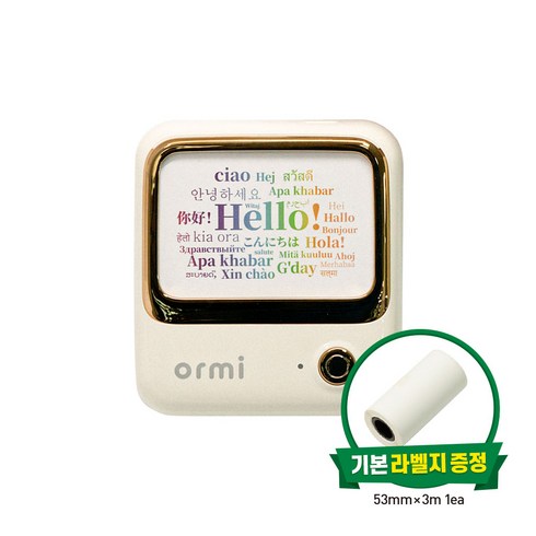 오르미 라벨프린터 300DPI 휴대용 무선 네임스티커 라벨기 ILMX-02, ILMX-02(크림), Cream, 1개
