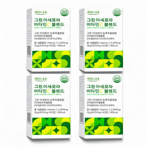 데일리초록 그린아세로라 비타민C 블렌드, 4개, 60정