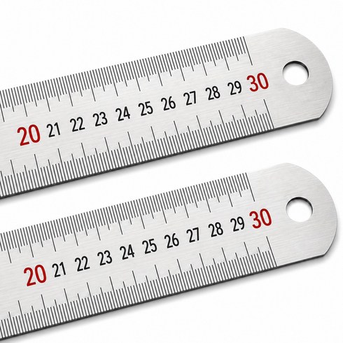 로디움 30cm 양방향 스텐레스 자 쇠자 철자, 2개, 실버