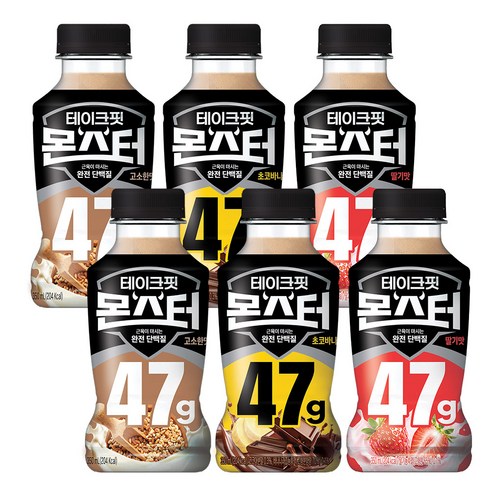 테이크핏 몬스터 350ml 3종 6개입 (초코바나나2+고소한맛2+딸기맛2)