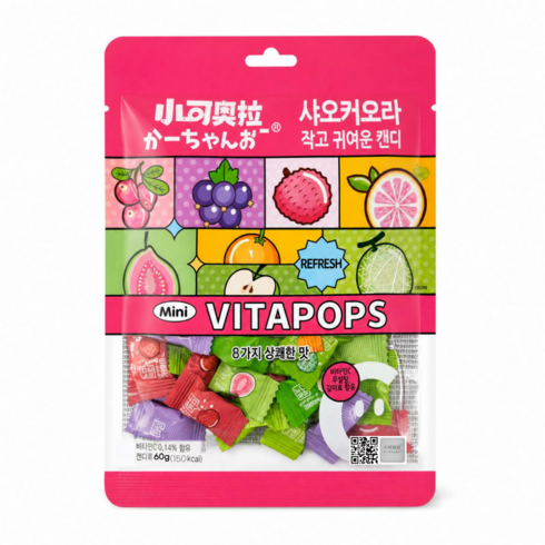 정품 샤오커오라 시즌2 트로피칼 무설탕 간식 비타민C 캔디 사탕, 1개, 60g