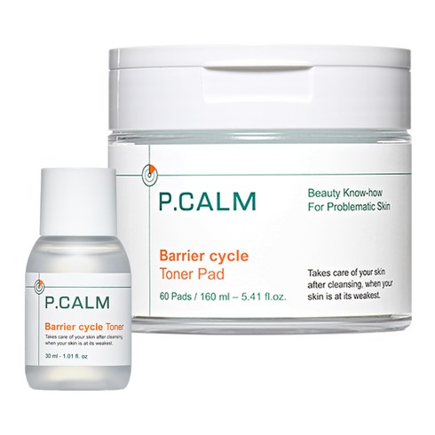 본사정품/쿠팡단독 피캄 베리어사이클 진정 토너 패드 160ml + 베리어 사이클 토너 30ml 기획, 1세트