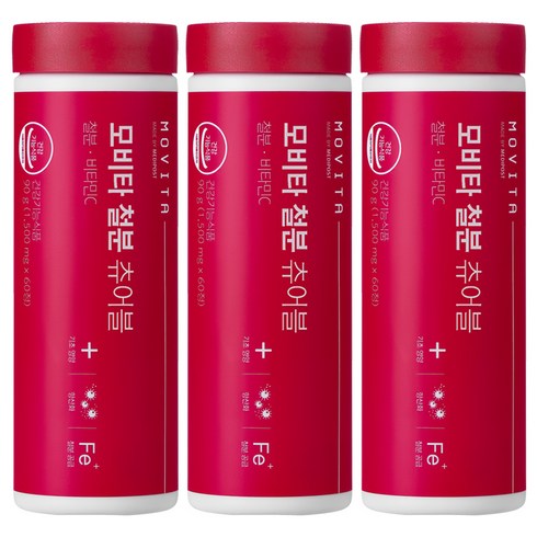 모비타 철분 츄어블 90g, 3개, 60정