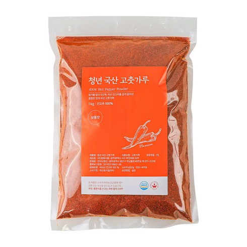 25년 햇 청년고춧가루 국산 보통맛 굵은가루, 1개, 1kg