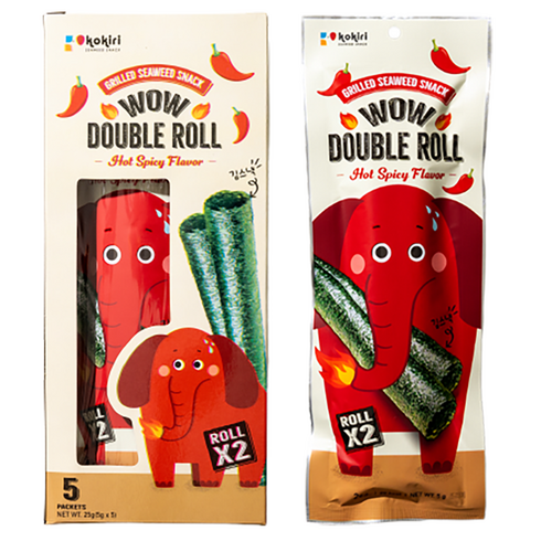 kokiri 와우 더블롤 핫스파이시 김스낵, 25g, 24개