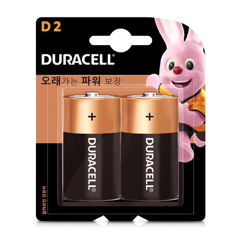 듀라셀 알카라인 D형 건전지, 2개입, 1개