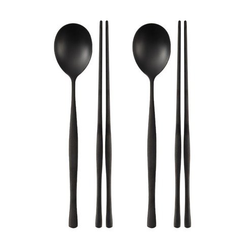 식세기 가능한 벨루에 티타늄 수저세트, 2세트, 숟가락+젓가락, 블랙