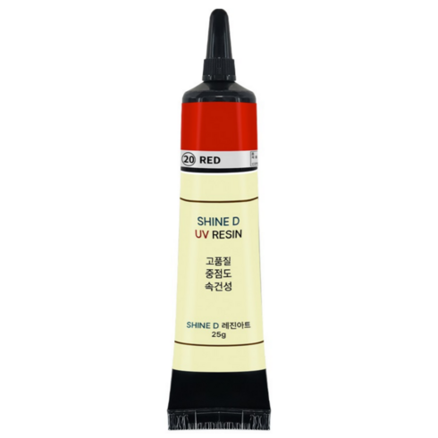 샤인디 칼라 UV레진 일본수입 레진아트 유브이 25g 14종 하드타입 레진공예, 20-레드, 1개