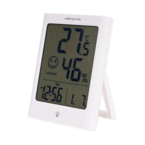 말랑하니 디지털 벽걸이 온습도계 백라이트 습도계 온도계, 1개, 화이트