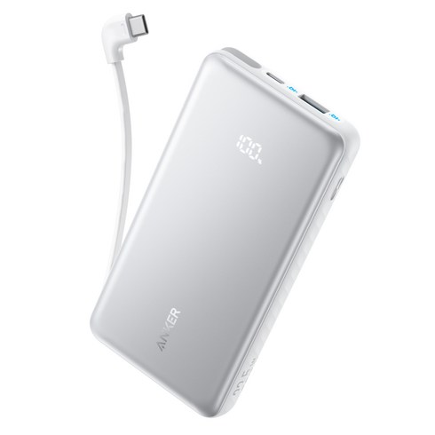 앤커 졸로 10000mAh 22.5W 보조배터리 (C타입 케이블 일체형), 화이트, A110D