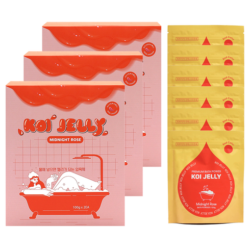 젤리 입욕제 슬라임 목욕놀이 커플 입욕젤 호캉스-코이젤리 1BOX ( ), 미드나잇로즈(레드), 3개, 200g