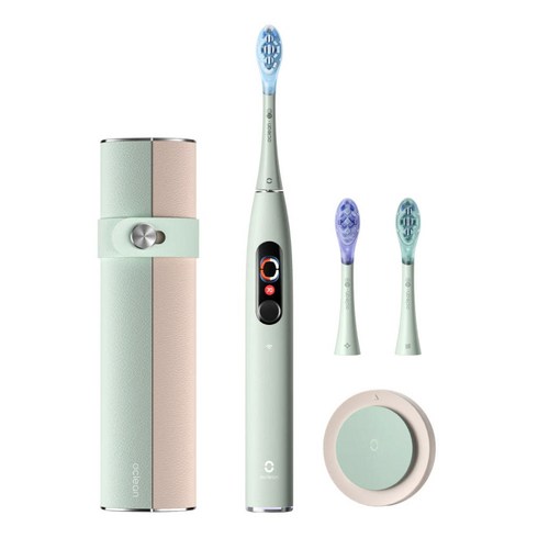 [공식수입] 오클린 Oclean 고급 음파 전동칫솔 X Ultra S 전용APP연동 AI 음성 양치 가이드, 1세트, 그린, 칫솔모 3개 포함