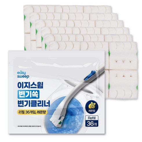 이지스윕 변기쏙 변기클리너 리필 36개입 레몬향, 1세트, 화이트