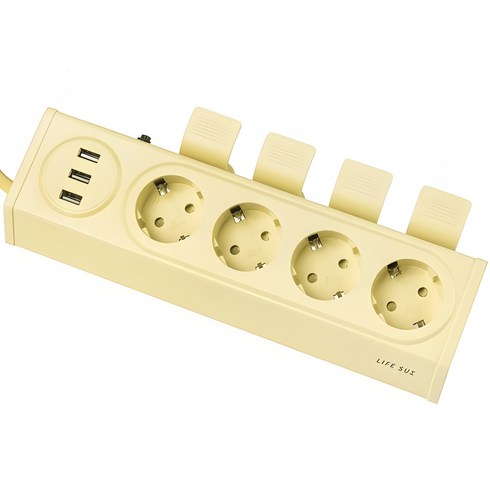 라이프썸 이지클릭 USB 멀티탭 4구 3포트 3M (LFS-HA) 4종 택1 눌러뽑는 멀티탭 4000W 고용량, 1개, 레몬타르트