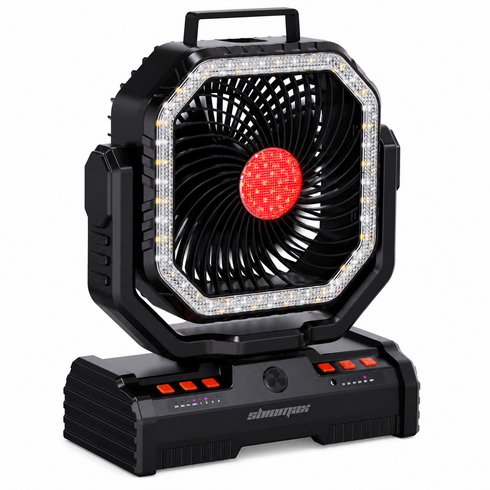 Shinmax 신맥스 F16 야외 선풍기 응급 비상등 초대용량 48000mAh 보조배터리 무선 캠핑용 팬, 블랙