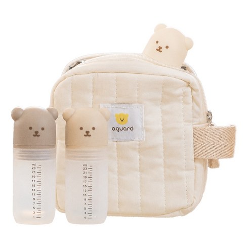 아가드 실리콘 투약병 23ml x 3종 + 전용 보냉파우치 세트, 크림, 베이지, 브라운(약병), 아이보리(보냉파우치)