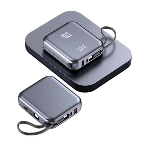GoaTa 대용량 보조배터리 고속충전 20000mAh PD 66W 초고속 충전 초경량 디지털 디스플레이 내장 케이블, 블랙