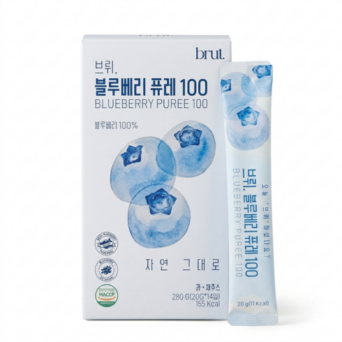 브뤼 블루베리 퓨레 100% 무첨가 20g*14p 통째로 껍질부터 씨앗까지, 6개, 280g