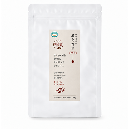다은담 2026년 햇고춧가루 국산 100% 강원도 양양산 중간입자 김치용 반찬용 200g, 1개