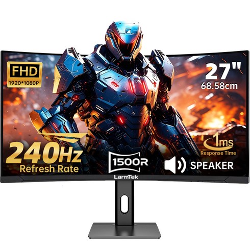게이밍 모니터 커브드 27인치 FHD 240Hz QHD 180Hz 34인치 4K 165Hz 49인치 5K 165Hz 내장스피커 높이조절 스탠드, 70cm, 27inch FHD 240Hz