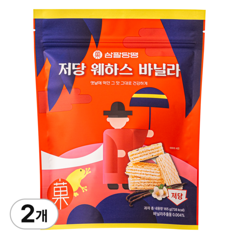 삼팔당땡 저당 웨하스 바닐라, 2개, 165g