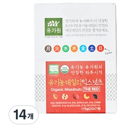 유가원 유기농 데일리 믹스넛츠 더 레드 7p, 175g, 2개