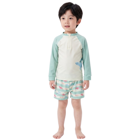 서브22 남아 아동 수영복 공룡 상어 래쉬가드 상하의 수영모 3종 세트
