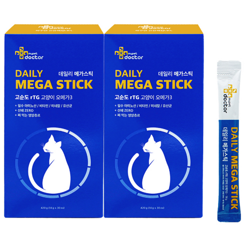 마이펫닥터 고양이 데일리 메가 스틱 영양제, 420g, 오메가3, 2개