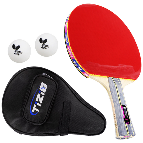 버터플라이 탁구라켓 나카마S10 + 케이스 + 탁구공 2p 세트, 1세트, 라켓1채+케이스1개+공2개