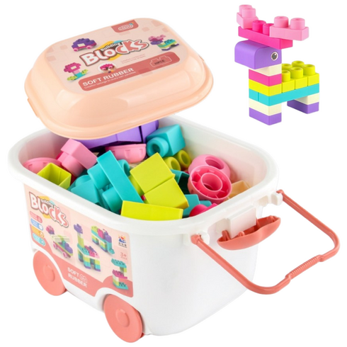 토이토 말랑이 소프트 블럭 100pcs 세트 실리콘 블록 대용량, 핑크, 1개