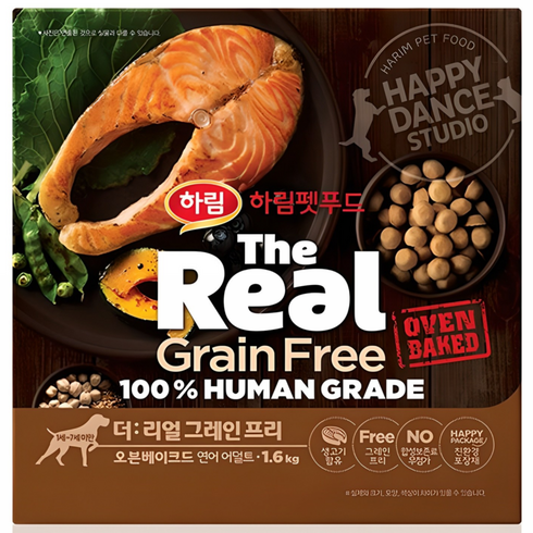 하림펫푸드 어덜트 강아지 더리얼 그레인프리 오븐베이크드 건식사료, 연어, 1.6kg, 1개